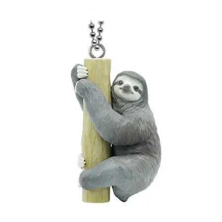 Sloth Hugging Wood keychain