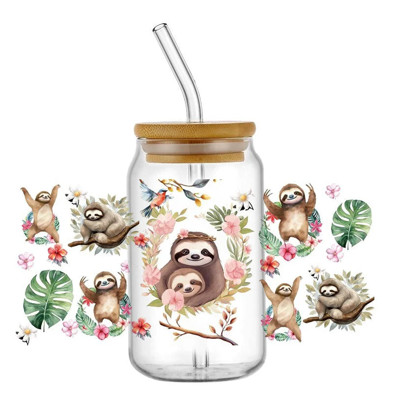 Decals Cute Sloth Waterproof Transfer Stickers for Mugs, Water, Bottle