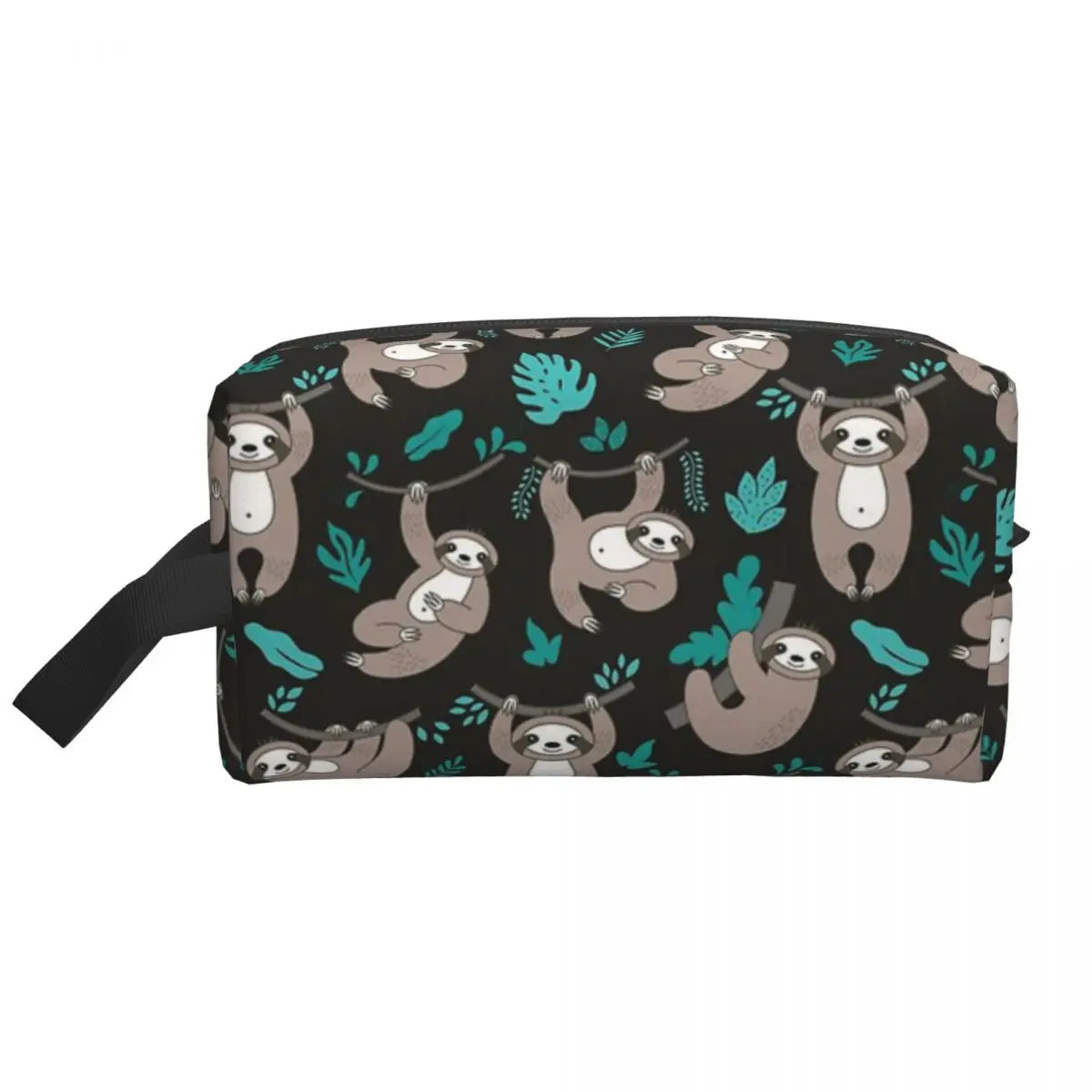 Sloth With Green Leaves Cosmetic Bag