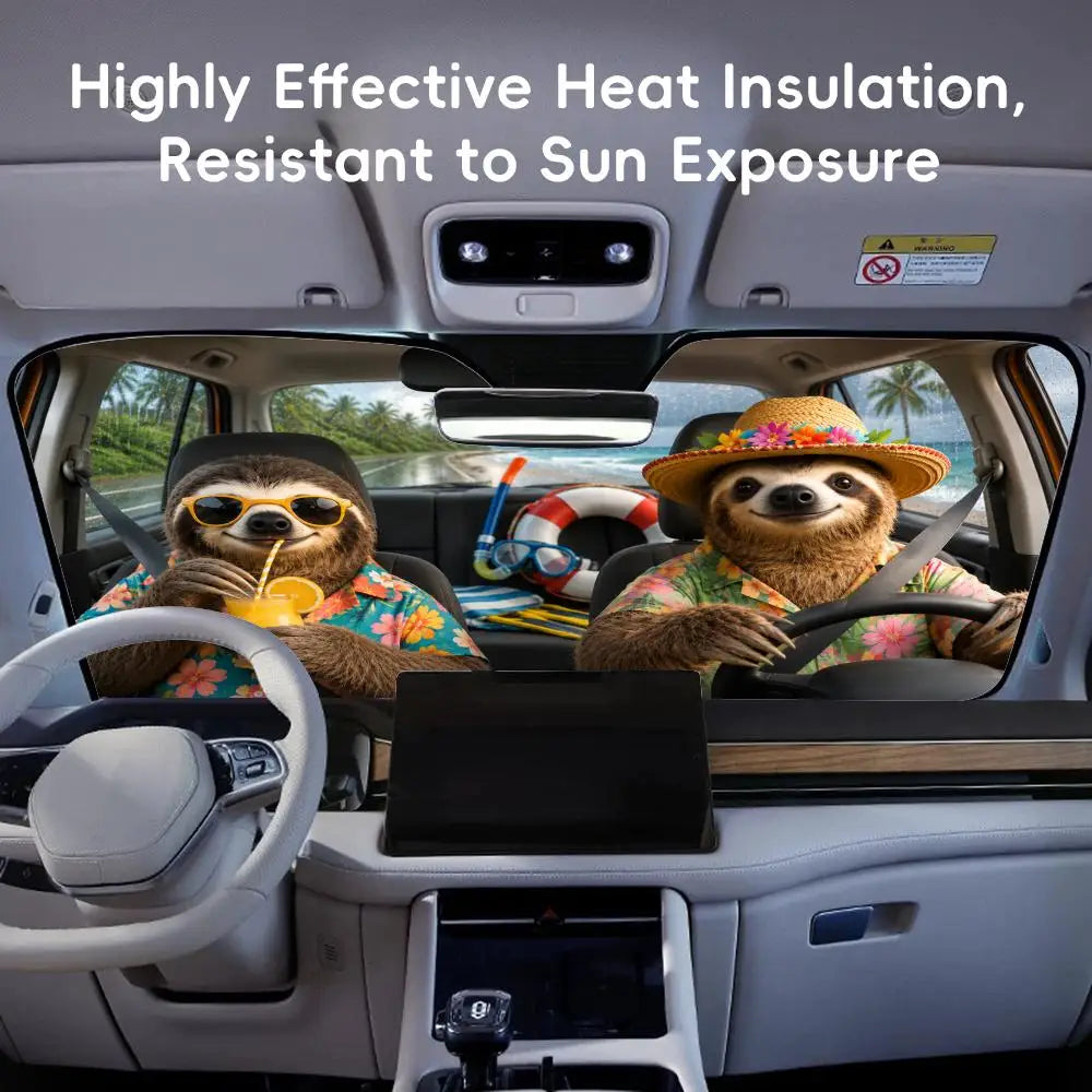 Sloth Beach Vacation Car Sunshade