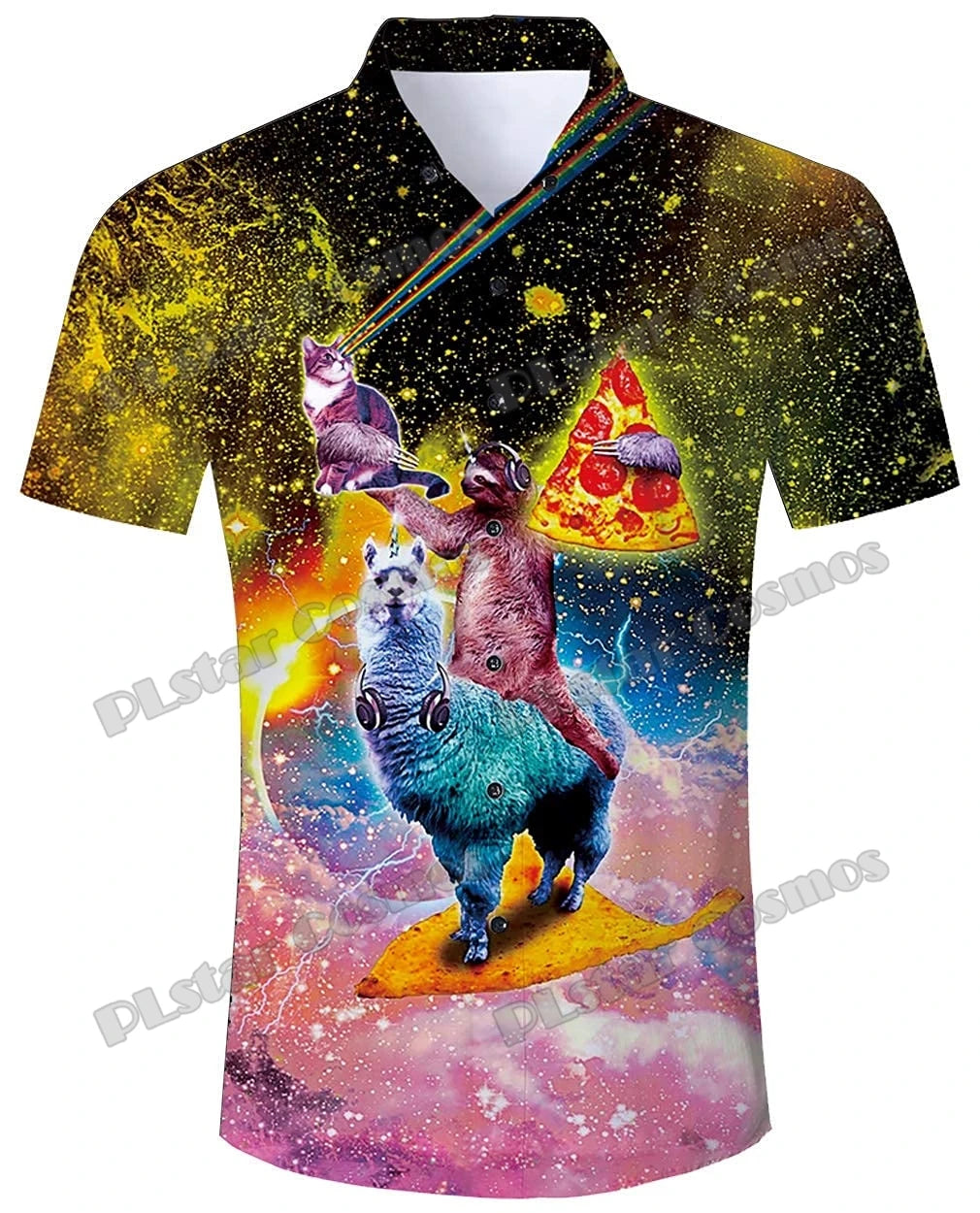 Sloth, Lama, Cat & Pizza Galaxy Shirt