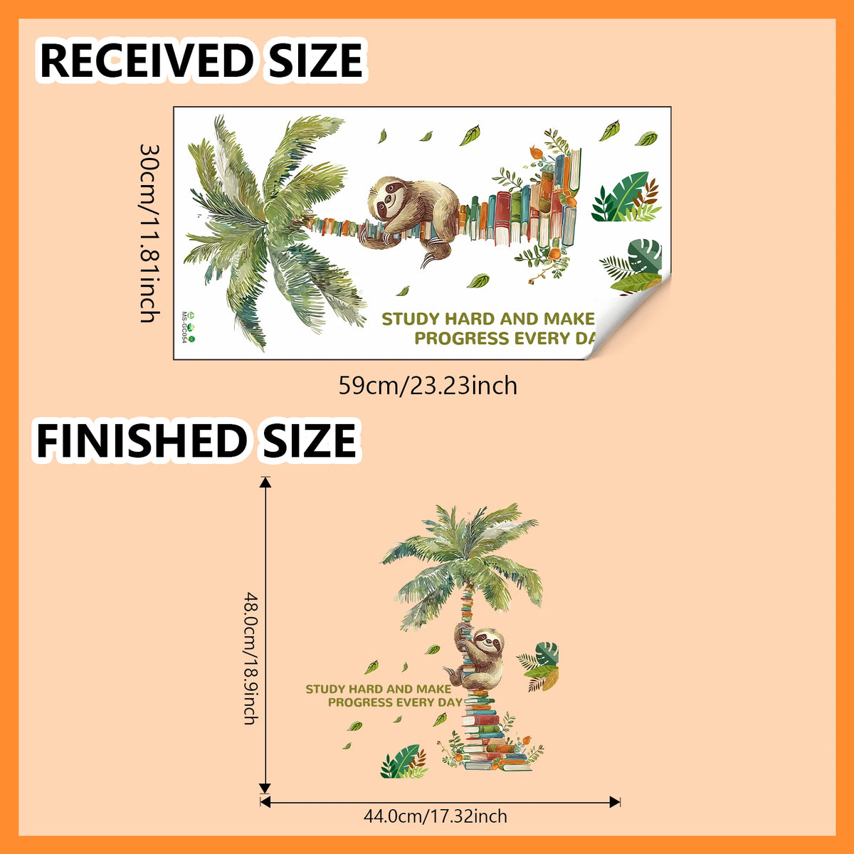 Palm Tree Reading Sloth Wall Sticker