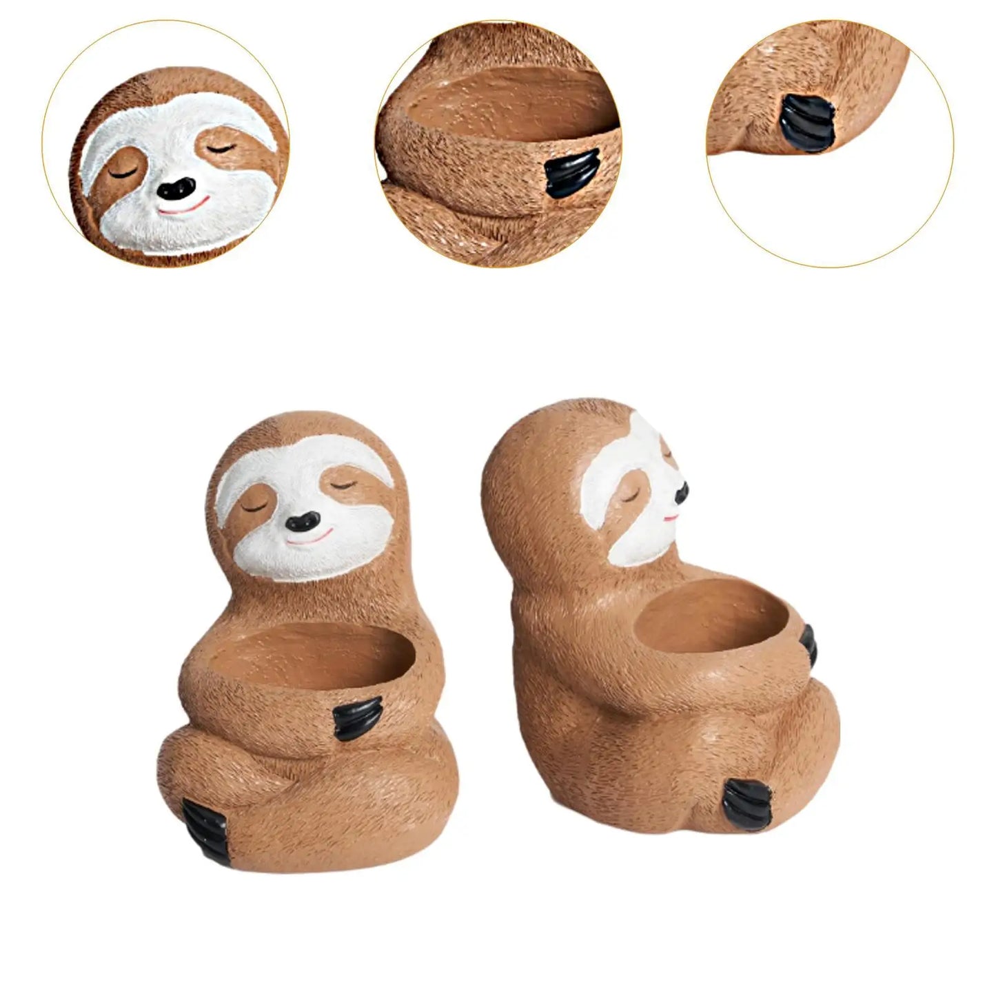 2Pcs Flowerpots Gift Containers Sloth Plant Pots Animal Planters with Drainage Hole for Windowsill Bedroom Balcony Shelf Office
