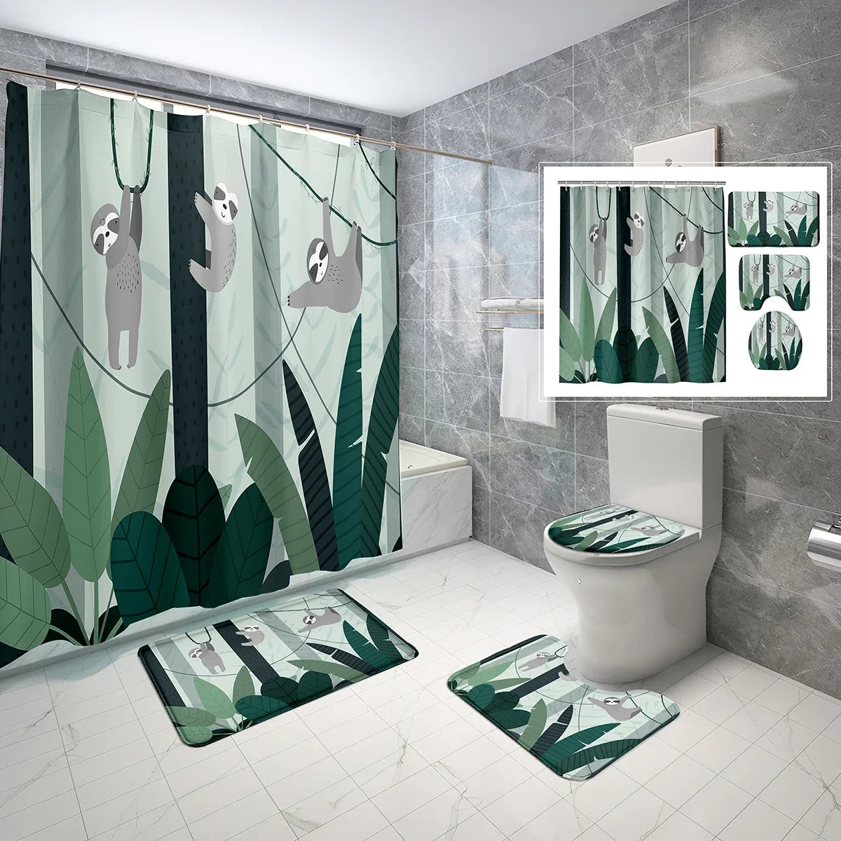 Various Cute Sloth Shower Curtain and Bathroom Sets