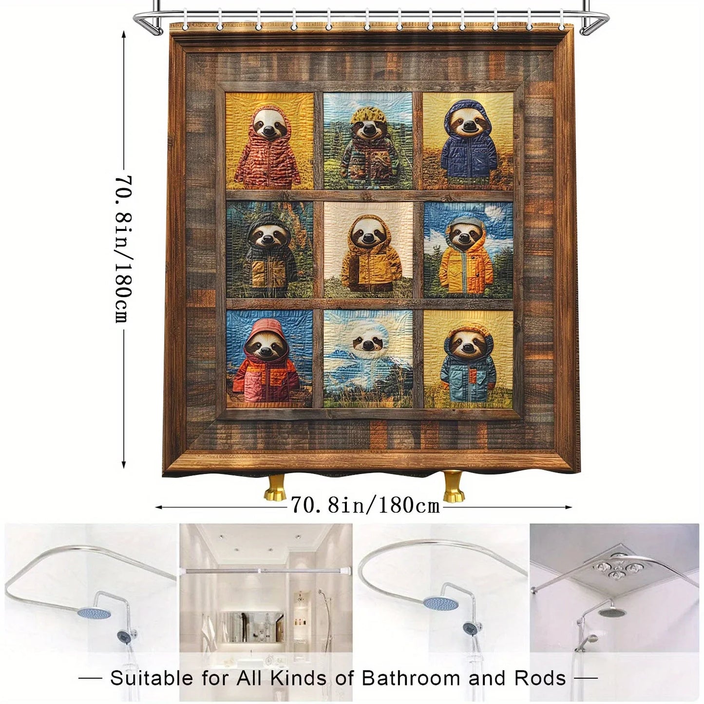 Sloths in Raincoats Shower Curtain