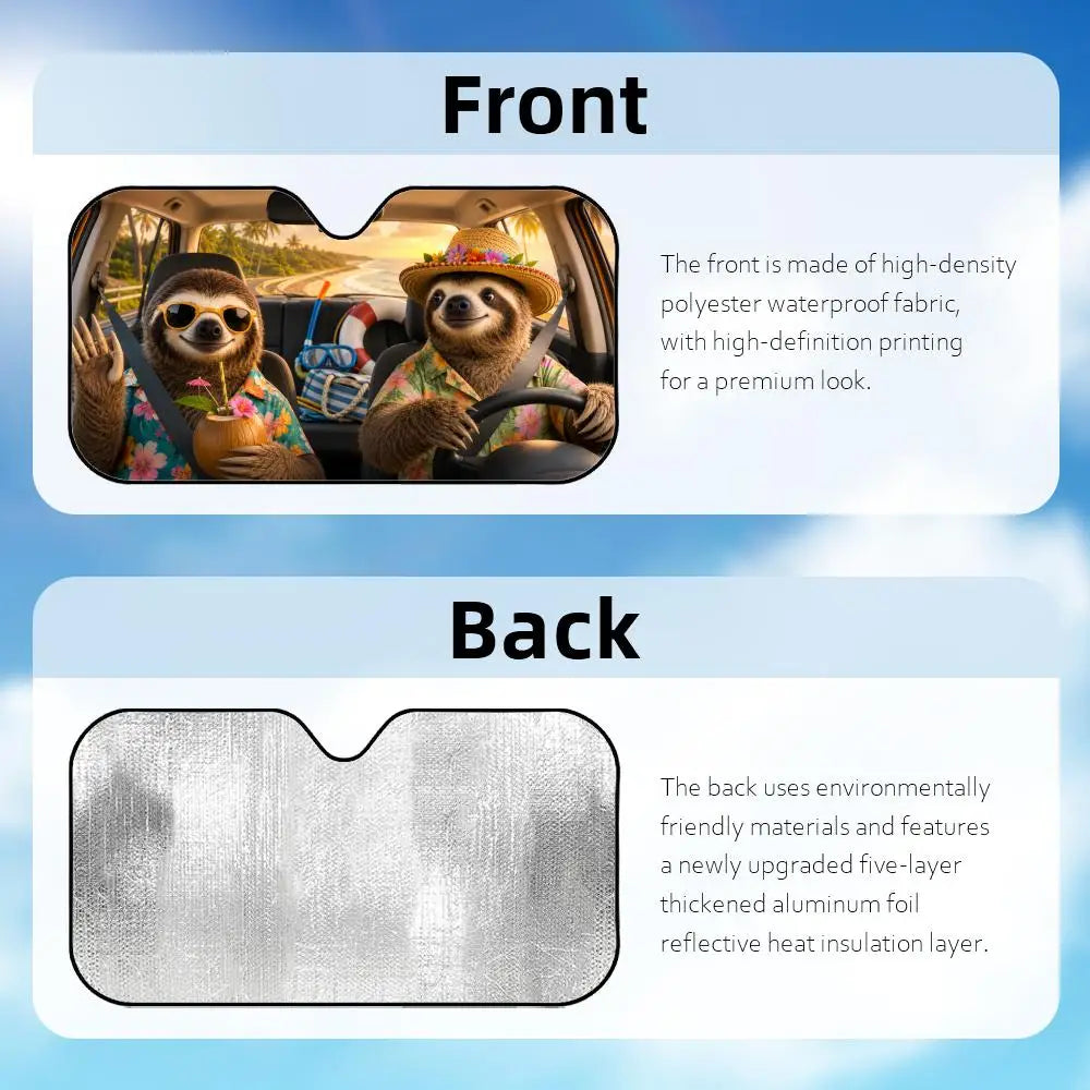 Sloth Beach Vacation Car Sunshade