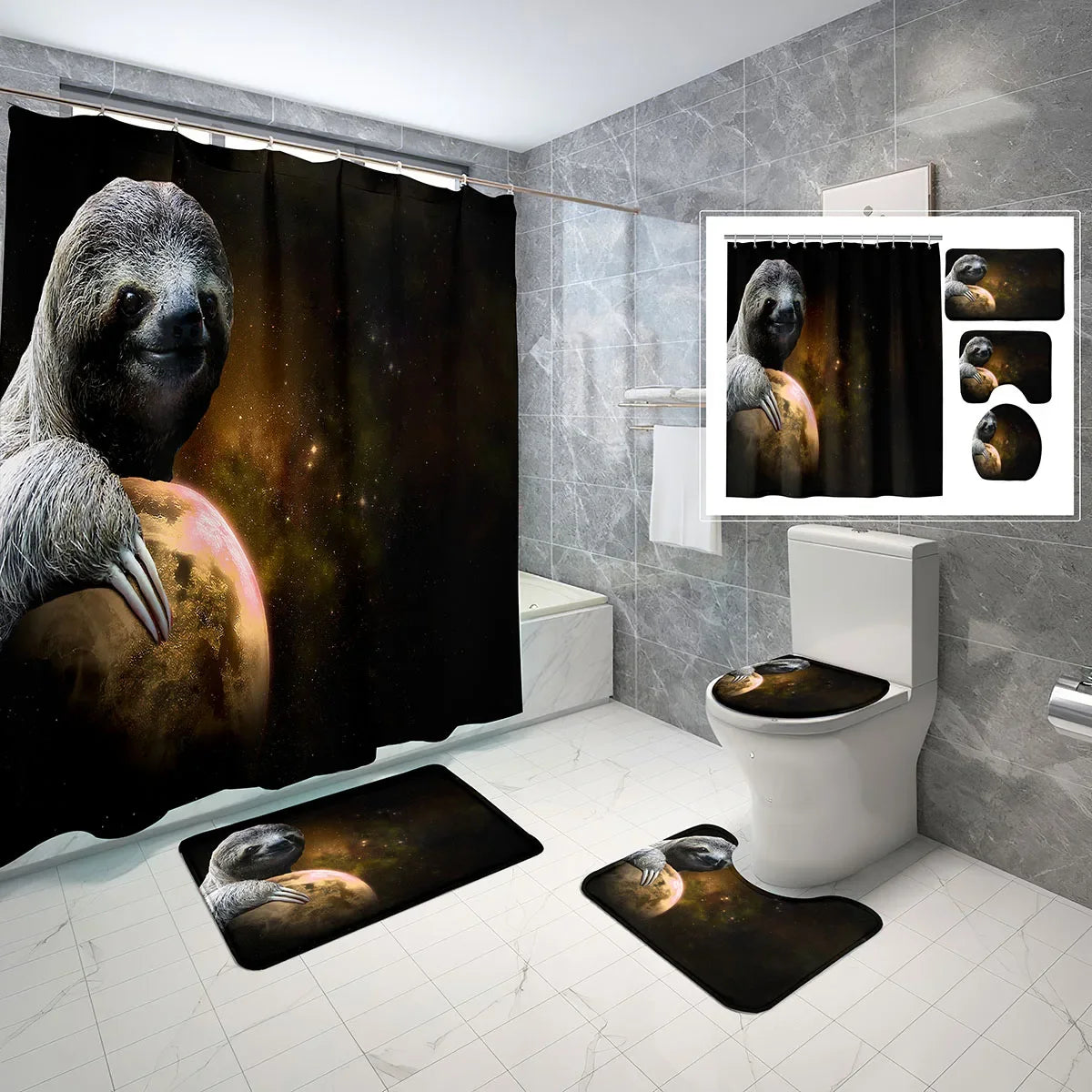 Various Cute Sloth Shower Curtain and Bathroom Sets