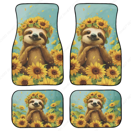 Sunflower Sloth Car Mats