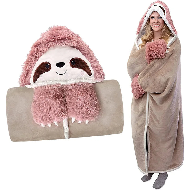 Sloth Wearable Hooded Blanket
