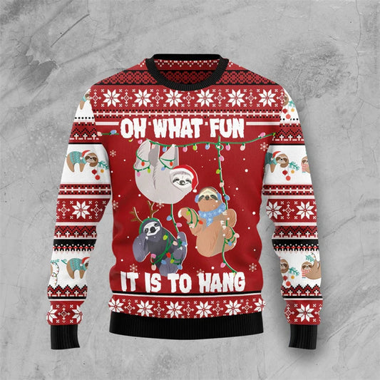Oh What Fun It Is To Hang Sloth Christmas Jumper