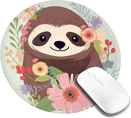 8 Inch Sloth and Flowers Mouse Pad