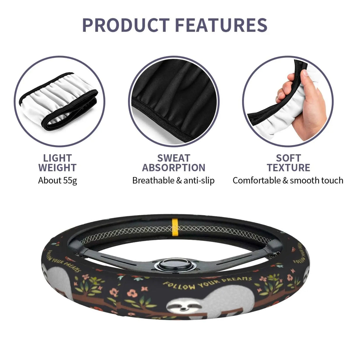 Sloth Universal Steering Wheel Cover