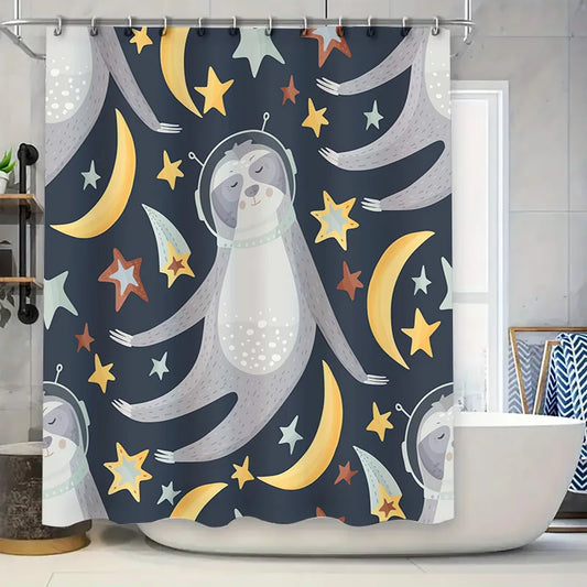 Space Explorer Sloth Shower Curtain
