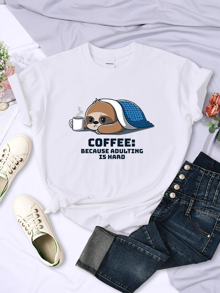 Coffee because Adulting Is Hard Sloth T-Shirt