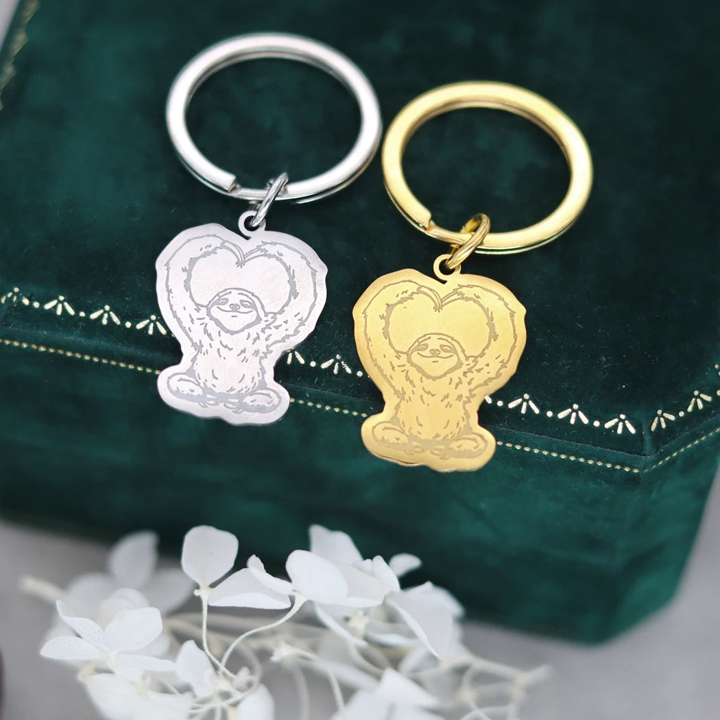 Sloth Heart Pose Keychain
