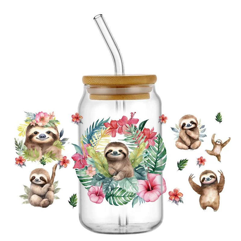 Decals Cute Sloth Waterproof Transfer Stickers for Mugs, Water, Bottle