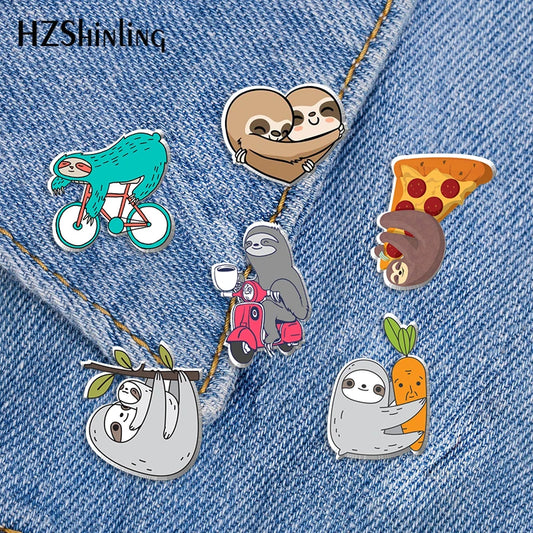 Sloth Acrylic Pin Badge