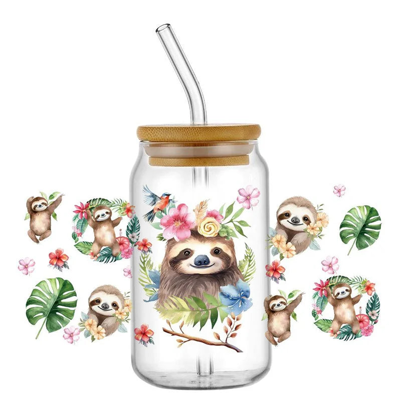 Decals Cute Sloth Waterproof Transfer Stickers for Mugs, Water, Bottle