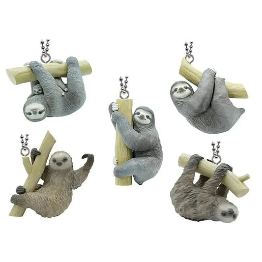 Sloth Hugging Wood keychain