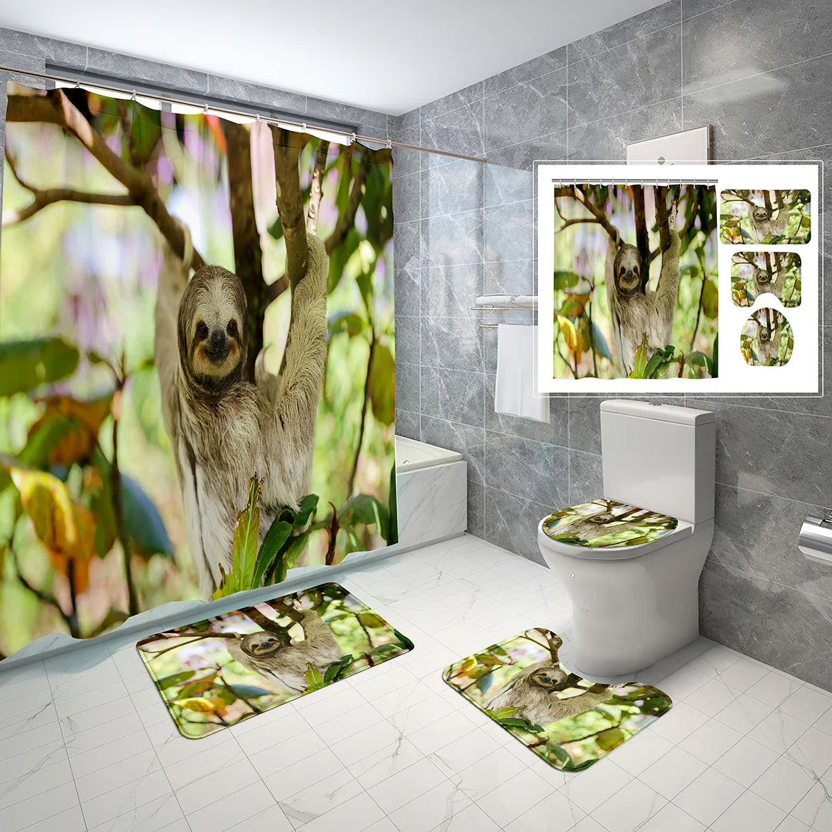 Various Cute Sloth Shower Curtain and Bathroom Sets