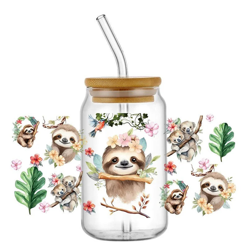 Decals Cute Sloth Waterproof Transfer Stickers for Mugs, Water, Bottle