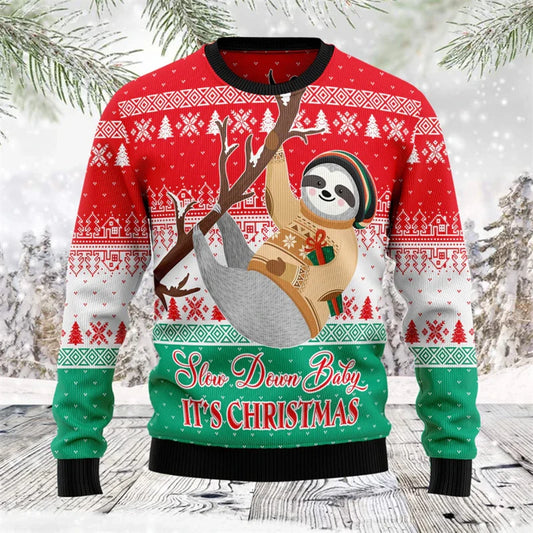 Slow Down Sloth Christmas Jumper