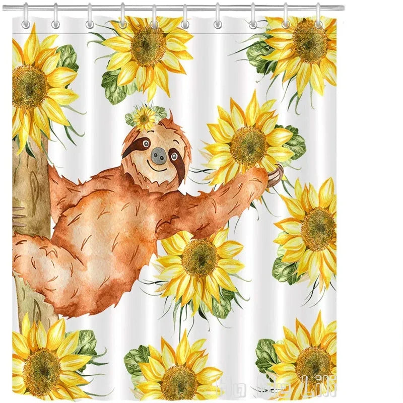 Sunflower Sloth Shower Curtain