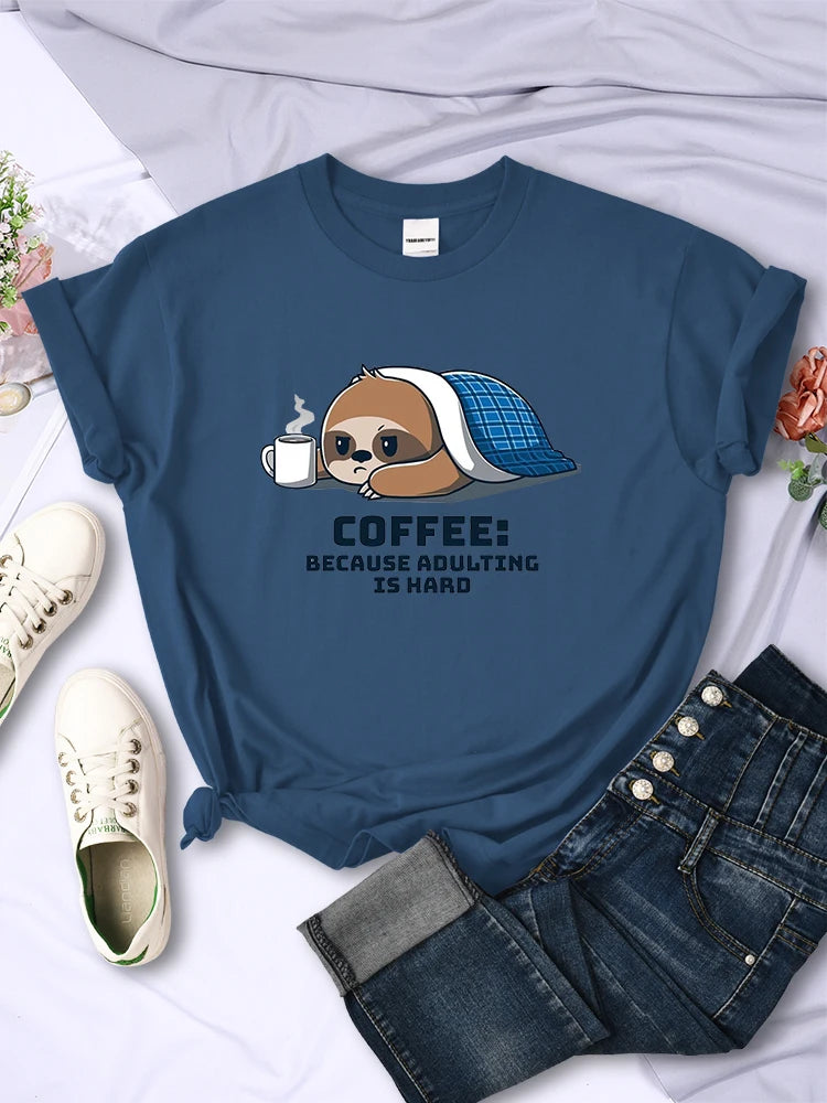 Coffee because Adulting Is Hard Sloth T-Shirt