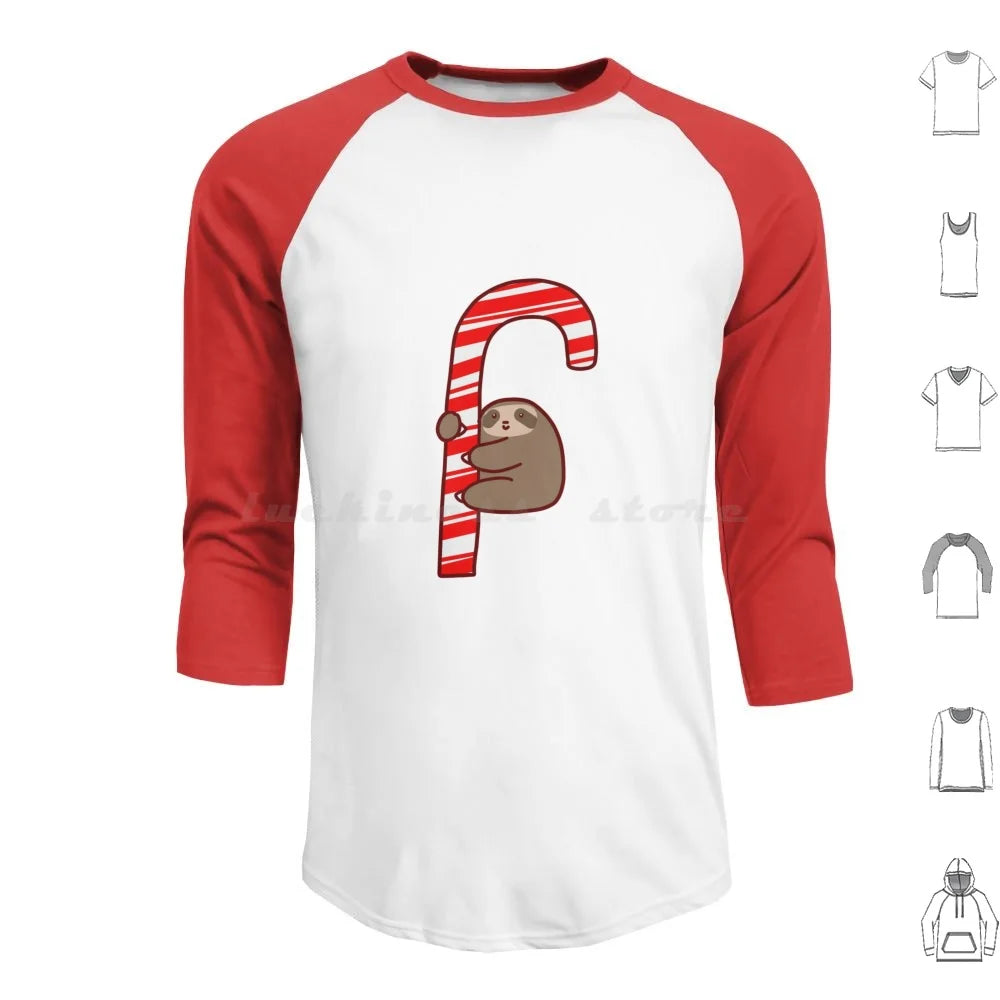 Sloth & Candy Cane Christmas Long Sleeve T-Shirt