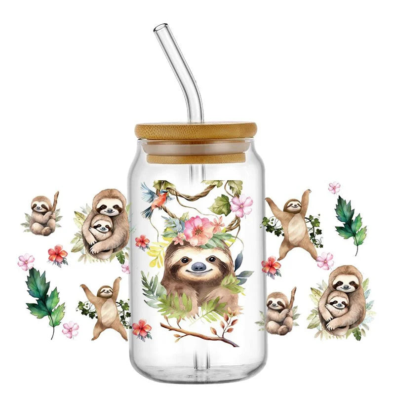 Decals Cute Sloth Waterproof Transfer Stickers for Mugs, Water, Bottle