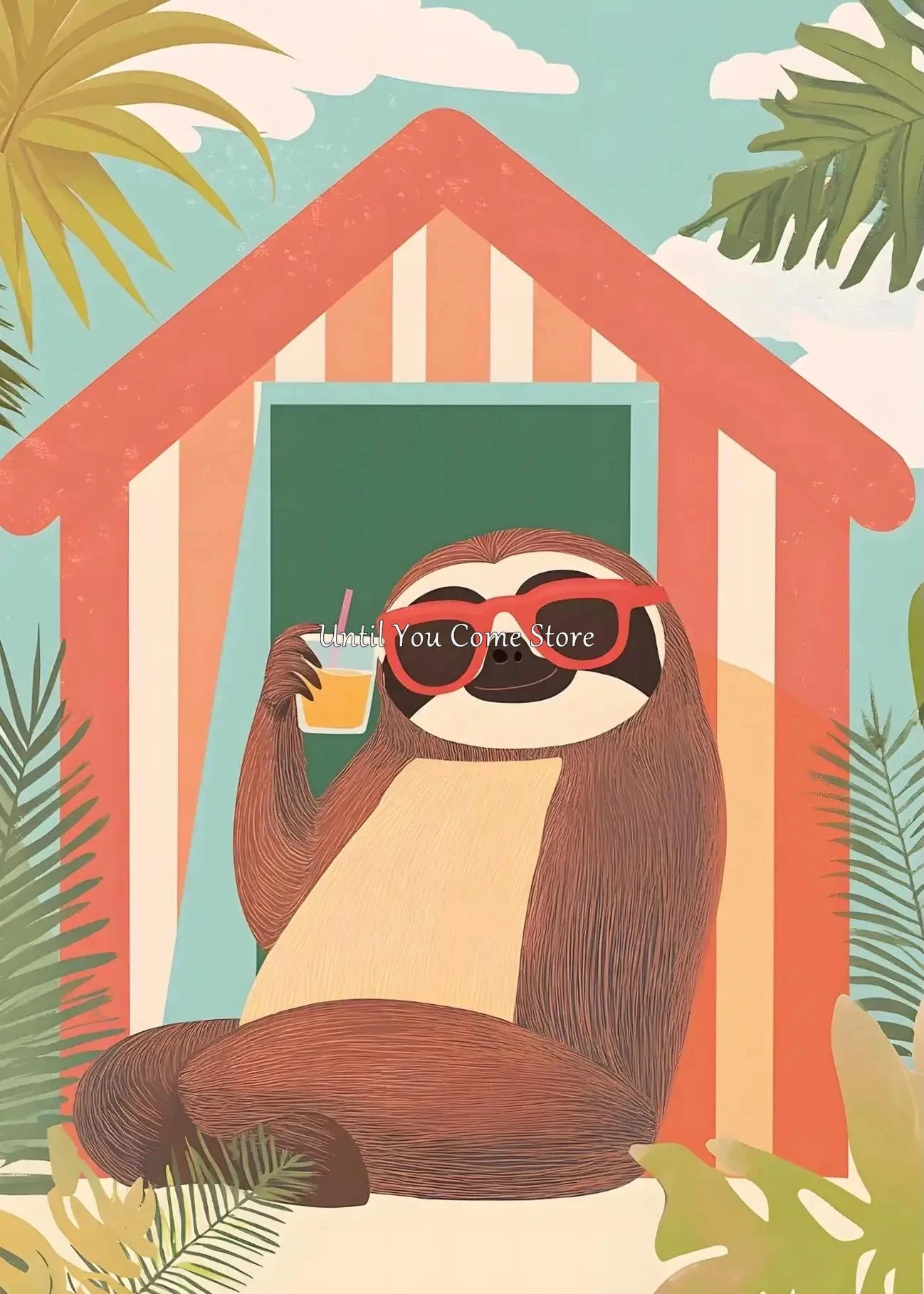 Sloth Retro Art Poster