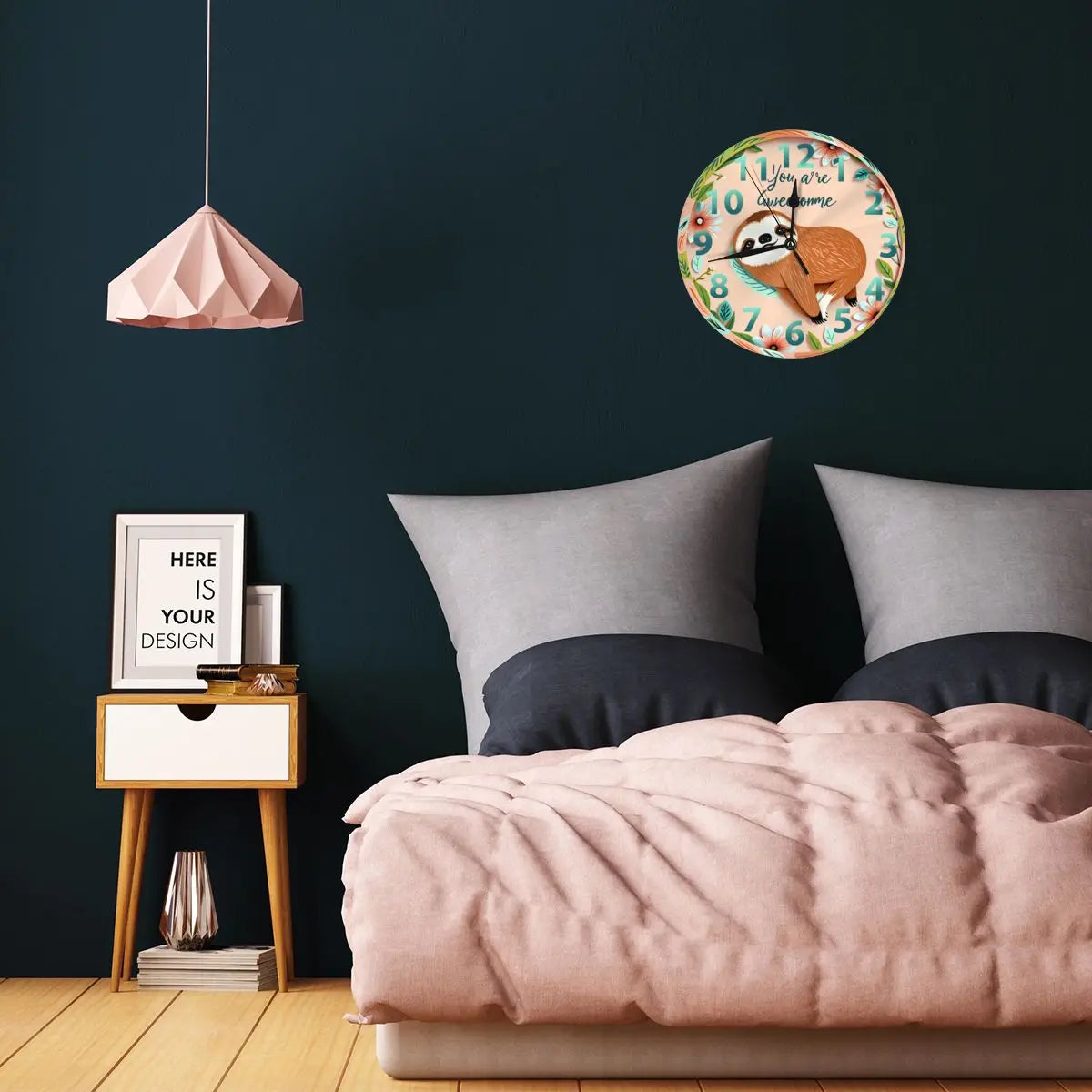 You Are Awesome Sloth Wall Clock product photo 4