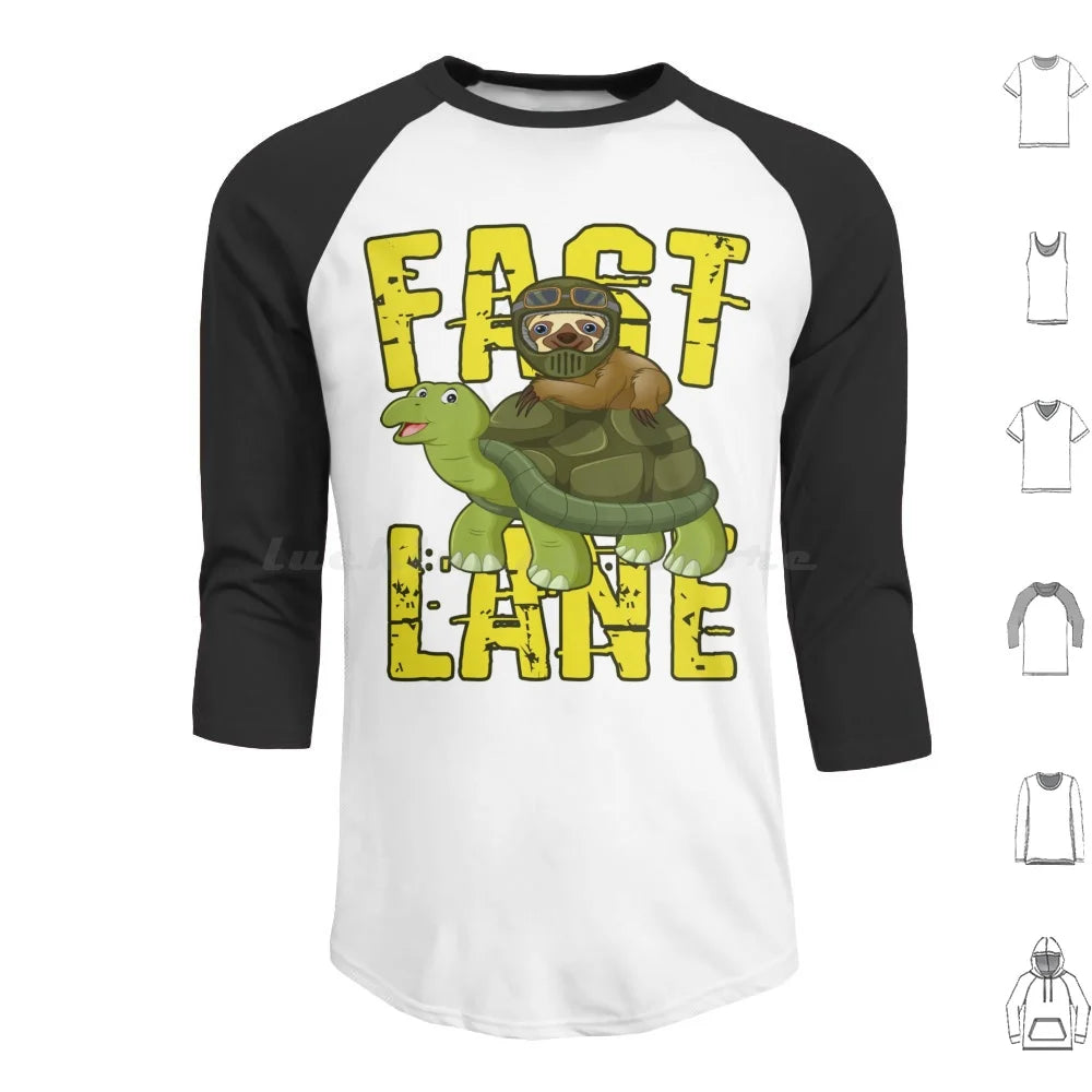 Fast Lane Sloth On Turtle Long Sleeve T-Shirt