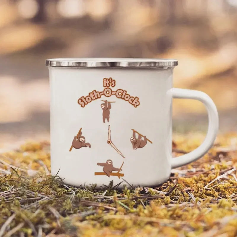It's Sloth-O-Clock Enamel Mug