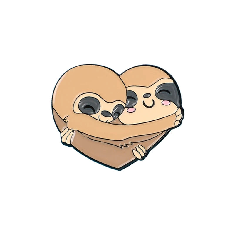 Hugging Sloths Pin Badges