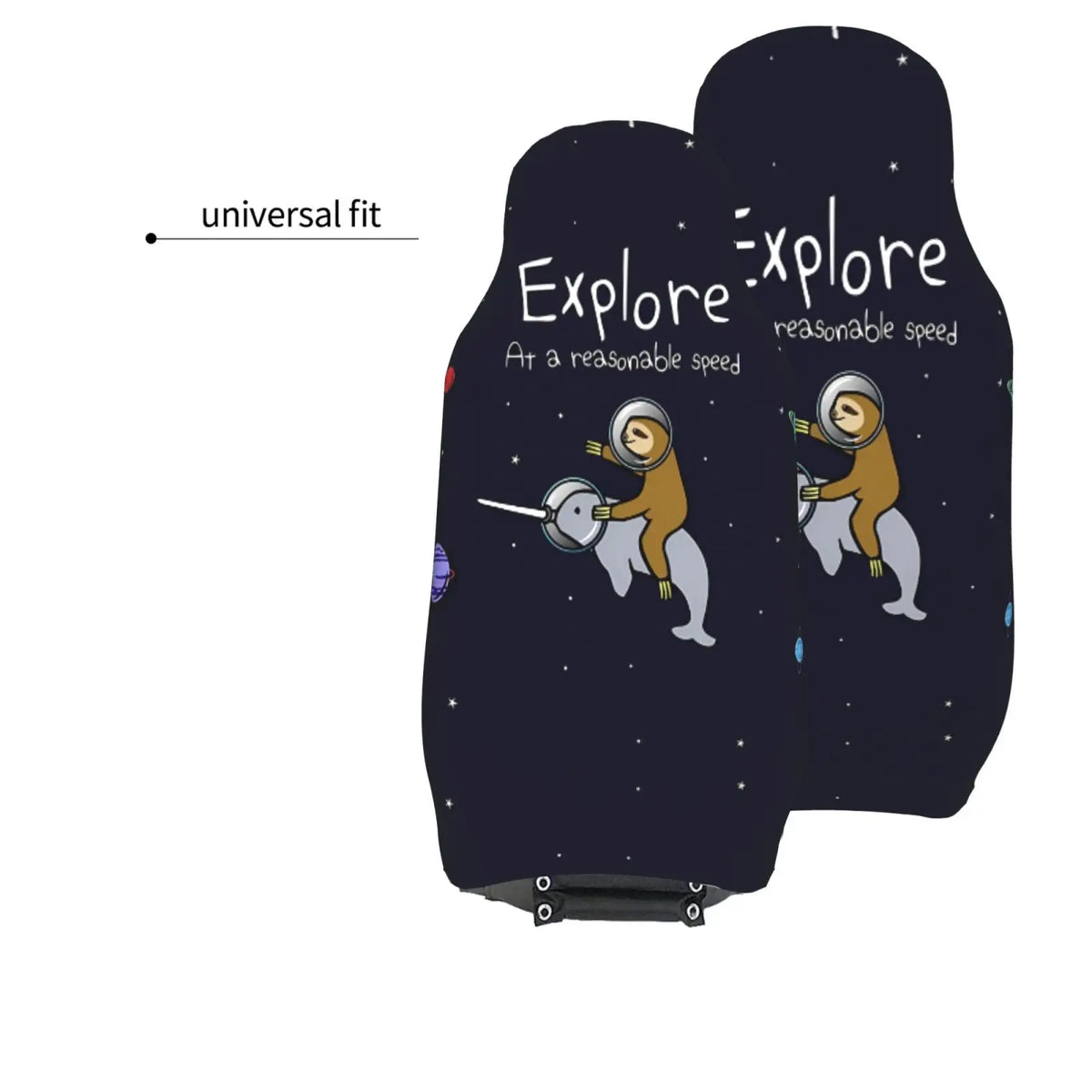 Sloth Riding Dolphin in Space Car Seat Covers