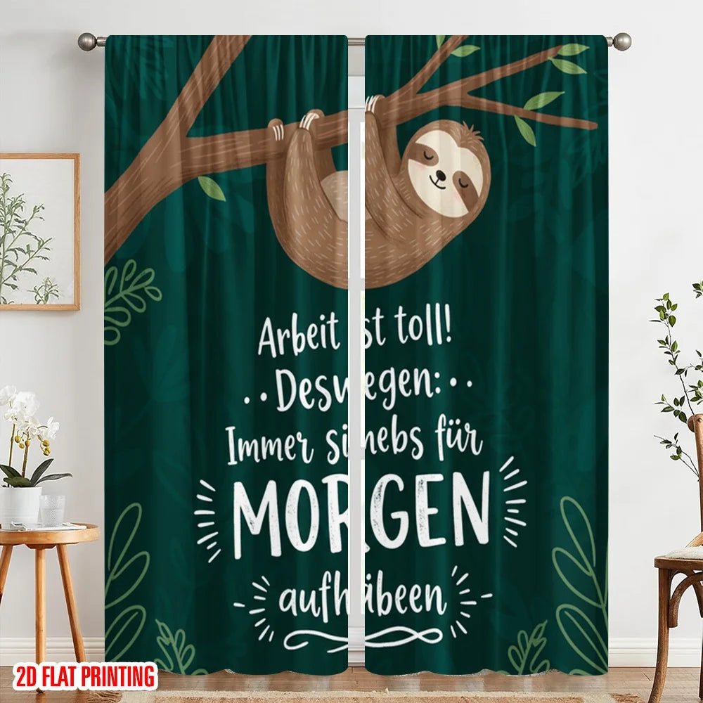 2pcs 2D flat printing Scene Curtains