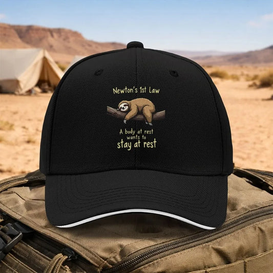 Newton's First Law Sloth Baseball Cap