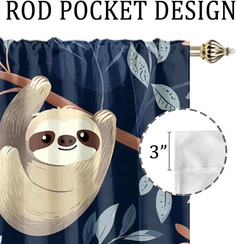 Hanging Sloth Blackout Curtains