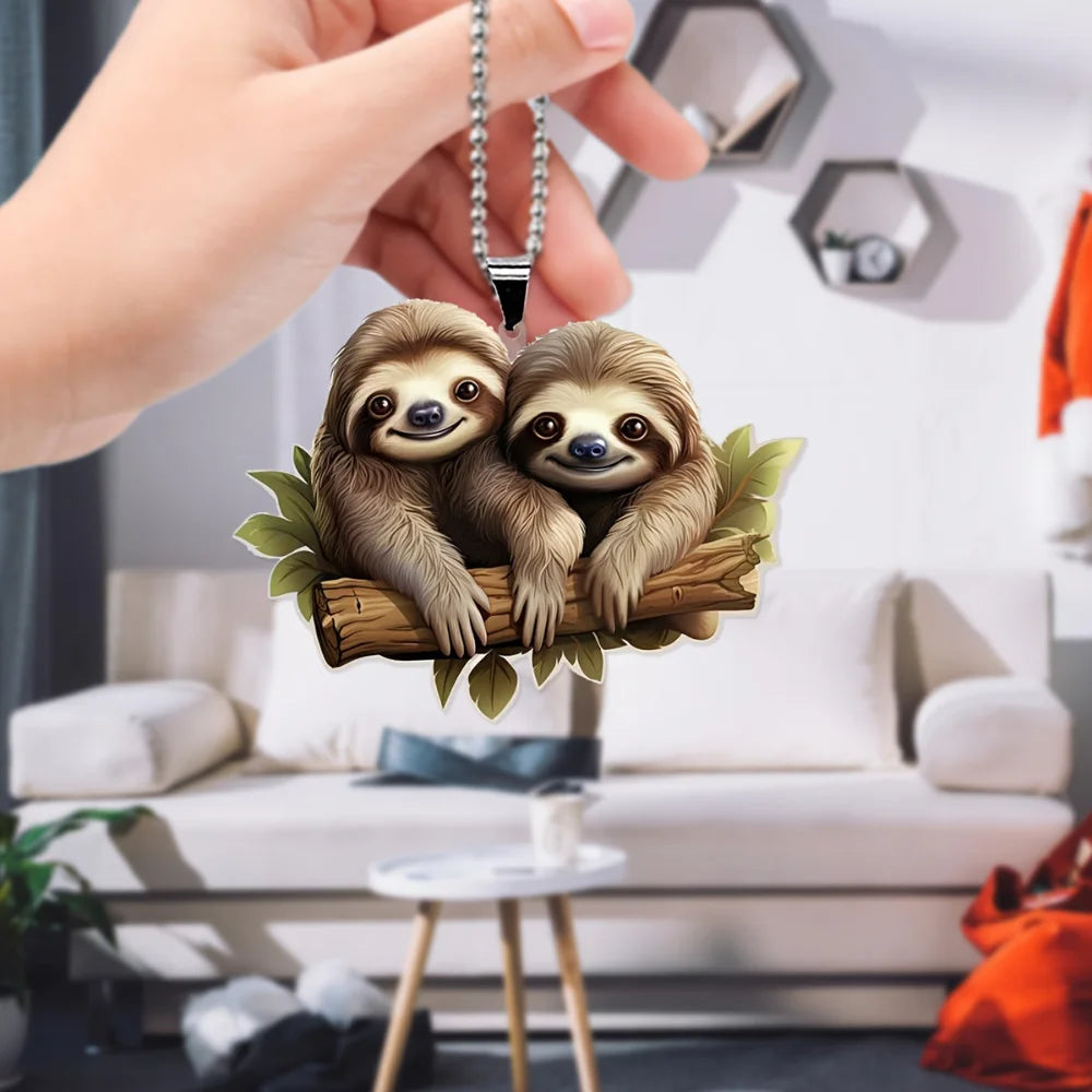 Sloth Duo On Branch 2D Acrylic Keychain