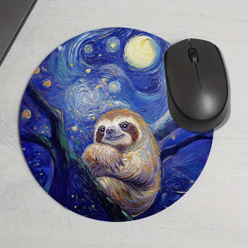 Starry Night Sloth Theme Mouse Pad