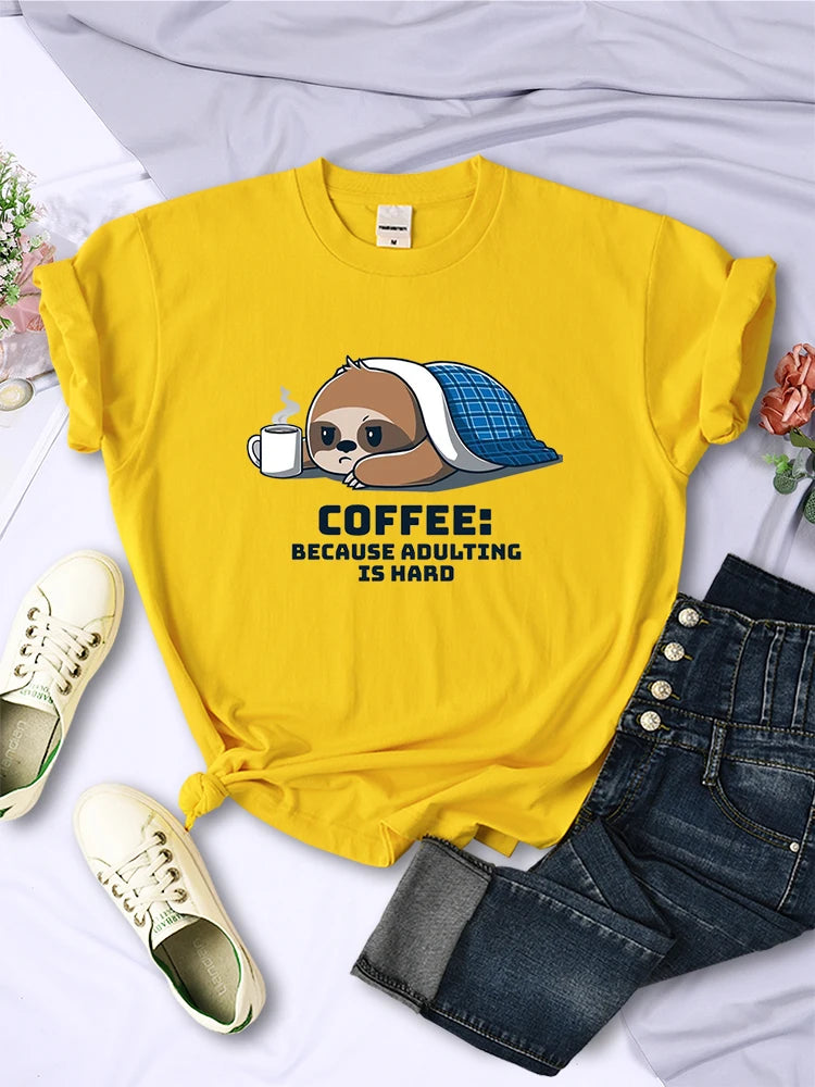 Coffee because Adulting Is Hard Sloth T-Shirt