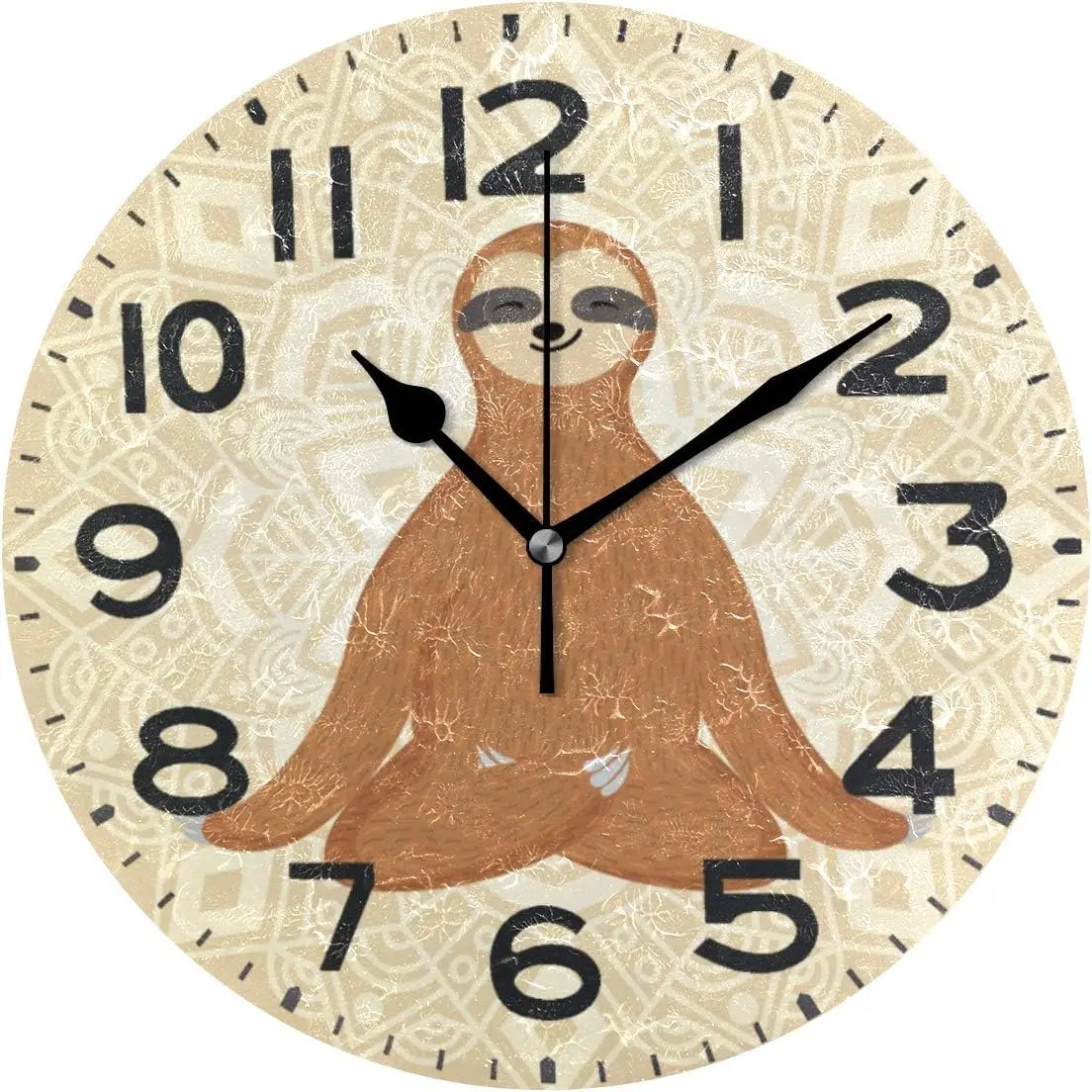 Sloth Sitting in Yoga Lotus Pose Round Wall Clock