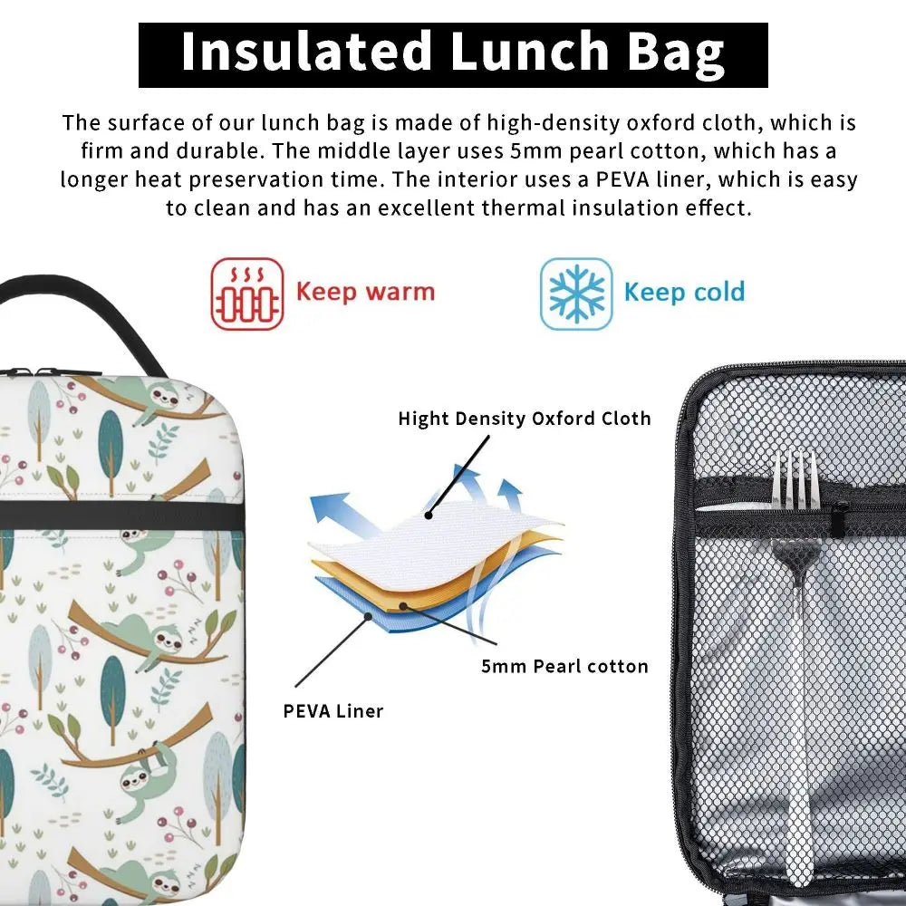 Sleeping Sloth Insulated Lunch Bag