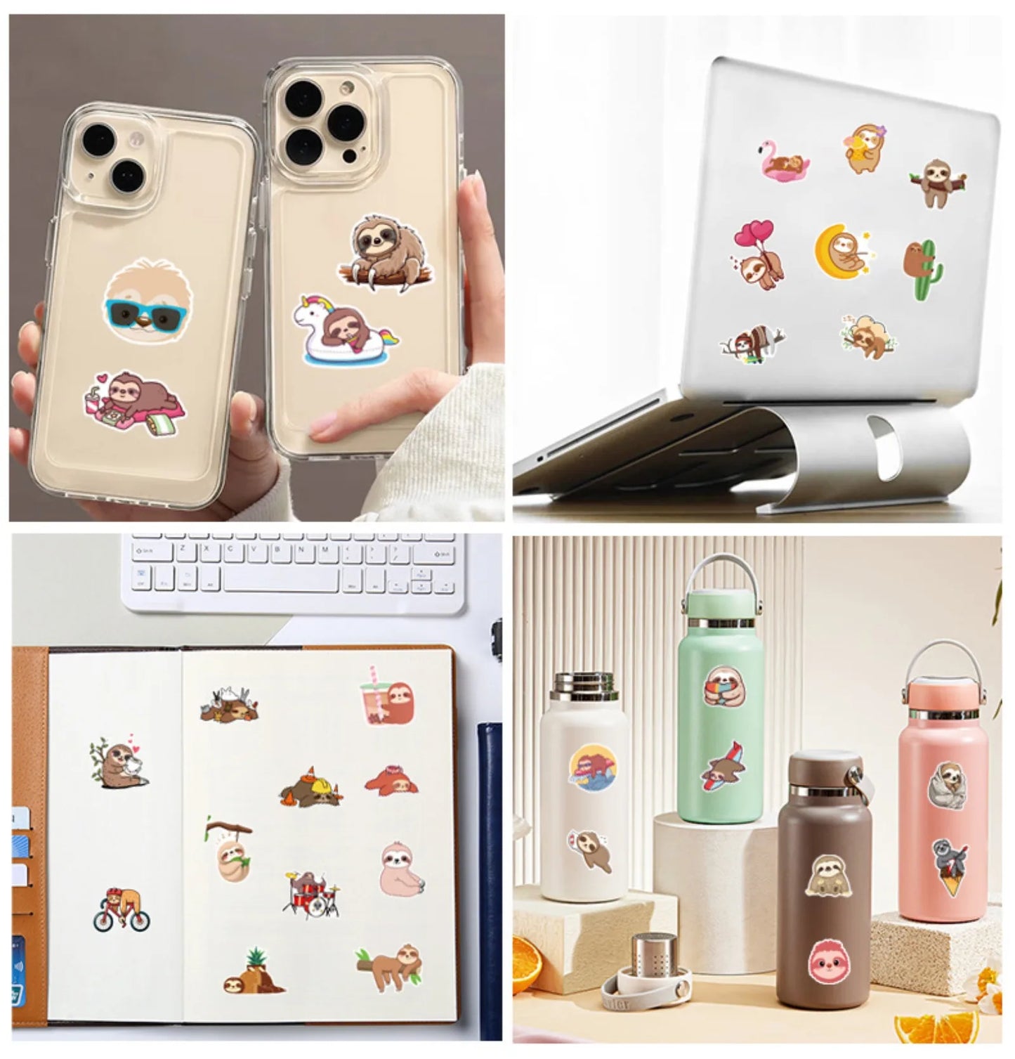 10/25/50pcs Cartoon Cute Sloths Stickers