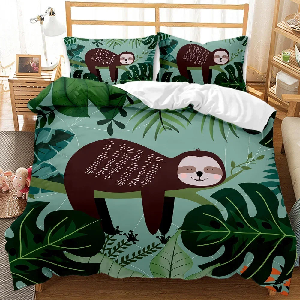 Lazy Jungle Sloth Duvet Cover Set product photo