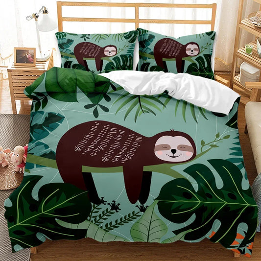 Lazy Jungle Sloth Duvet Cover Set