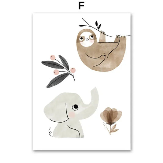 Sloth & Elephant Nursey Posters
