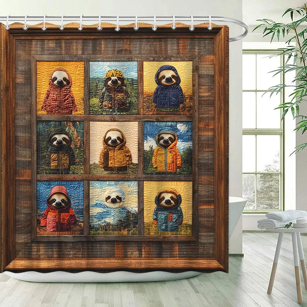 Sloths in Raincoats Shower Curtain