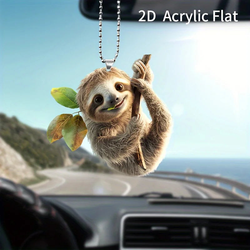 Cute Sloth on The Tree Pendant Versatile Keychain